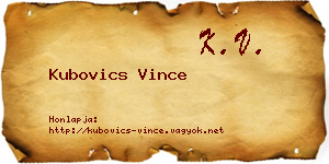 Kubovics Vince névjegykártya